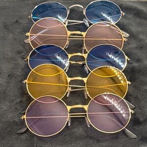 Amazon Women's Round Sunglasses Set - Blue, Pink, Yellow